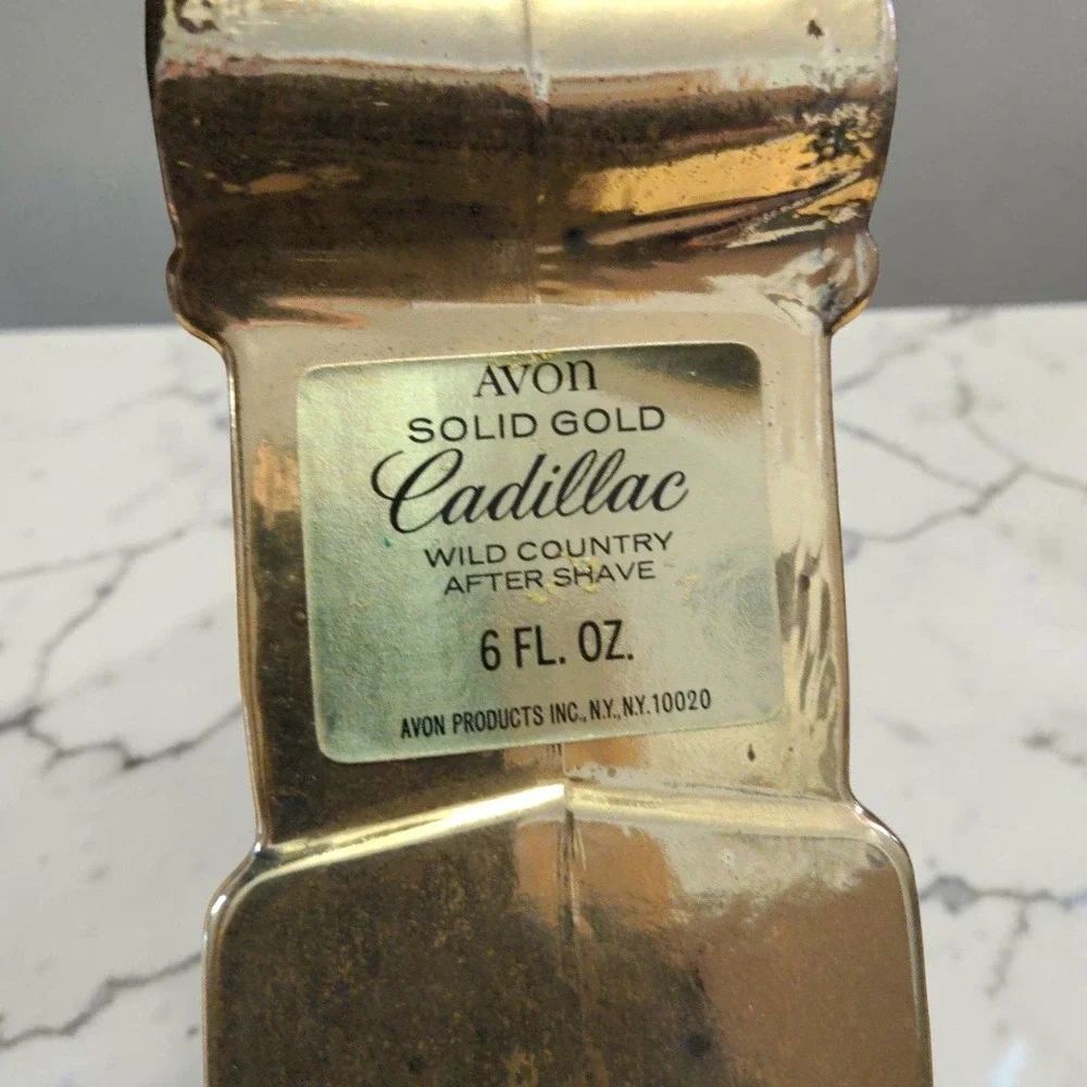 VTG 70s Avon Solid Gold Cadillac Wild Country After Shave 6oz Men Bottle NIB Box